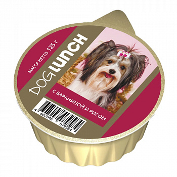 Dog Lunch консервы для собак крем-суфле Баранина с рисом 125г