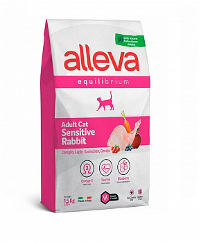 ALLEVA EQUILIBRIUM Sensitive Корм сухой для взрослых кошек с кроликом 1,5 кг