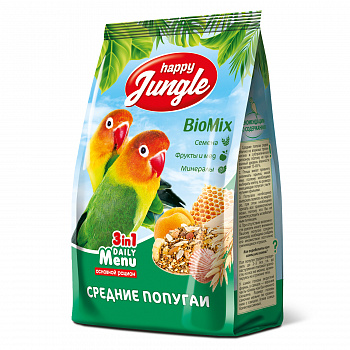 Happy Jungle J104 Корм для средних попугаев 500г