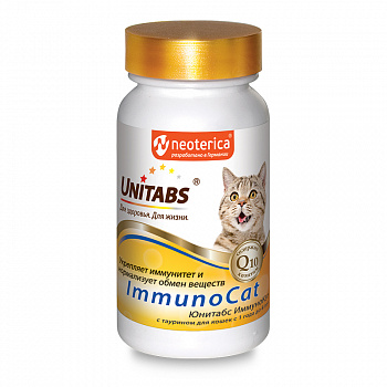 Экопром U303 Unitabs ImmunoCat с Q10 Витамины для кошек с Таурином 120таб