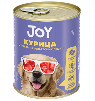 JOY консервы для собак средних и крупных пород беззерновые Курица с травами кавказских долин 340г