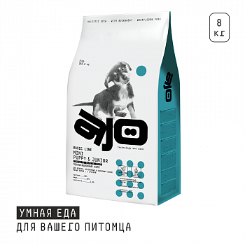 AJO Dog Mini Puppy & Junior Сухой полнорационный корм с гречкой для щенков малых пород 8 кг