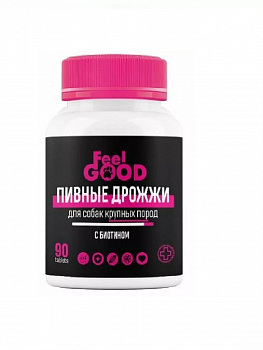 FeelGOOD Пивные дрожжи для взрослых собак крупных пород с биотином и чесноком 90 таблеток