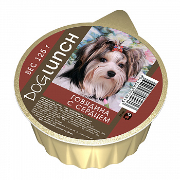 Dog Lunch консервы для собак крем-суфле Говядина с сердцем 125г
