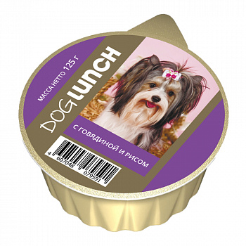 Dog Lunch консервы для собак крем-суфле Говядина с рисом 125г
