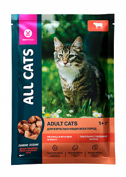 ALL CATS пауч для кошек тефтельки с Говядиной в соусе 85г