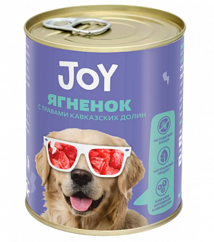 JOY консервы для собак средних и крупных пород беззерновые Ягненок с травами кавказских долин 340г