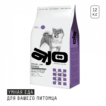 AJO Dog Sense Сухой полнорационный корм с гречкой для собак с чувствительным пищеварением 12 кг