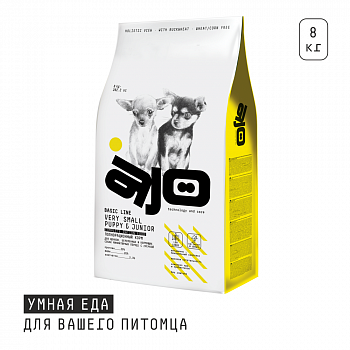 AJO Dog Very Small Puppy & Junior Сухой полнорационный корм с гречкой для щенков миниатюрных пород 8 кг