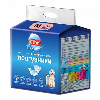 Экопром Cliny K203 Подгузники для собак и кошек M 5-10кг 9шт